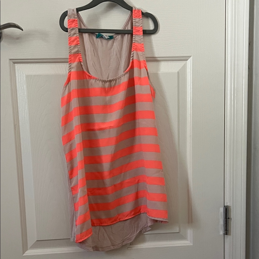 Striped Coral and Gray Women's Tank Top